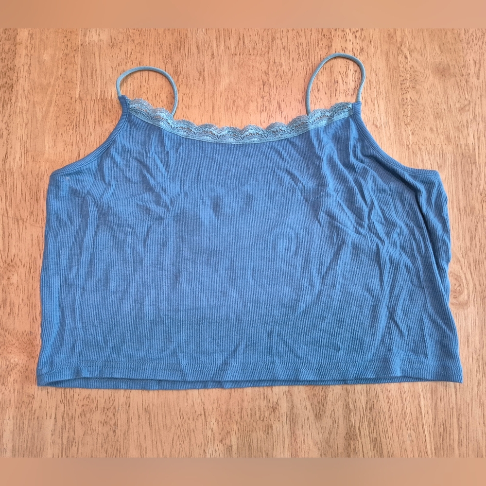 🔥 NWOT teal blue lace lined crop top